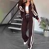 Spring/Fall Striped Zipper Top Women's Casual Sports Set