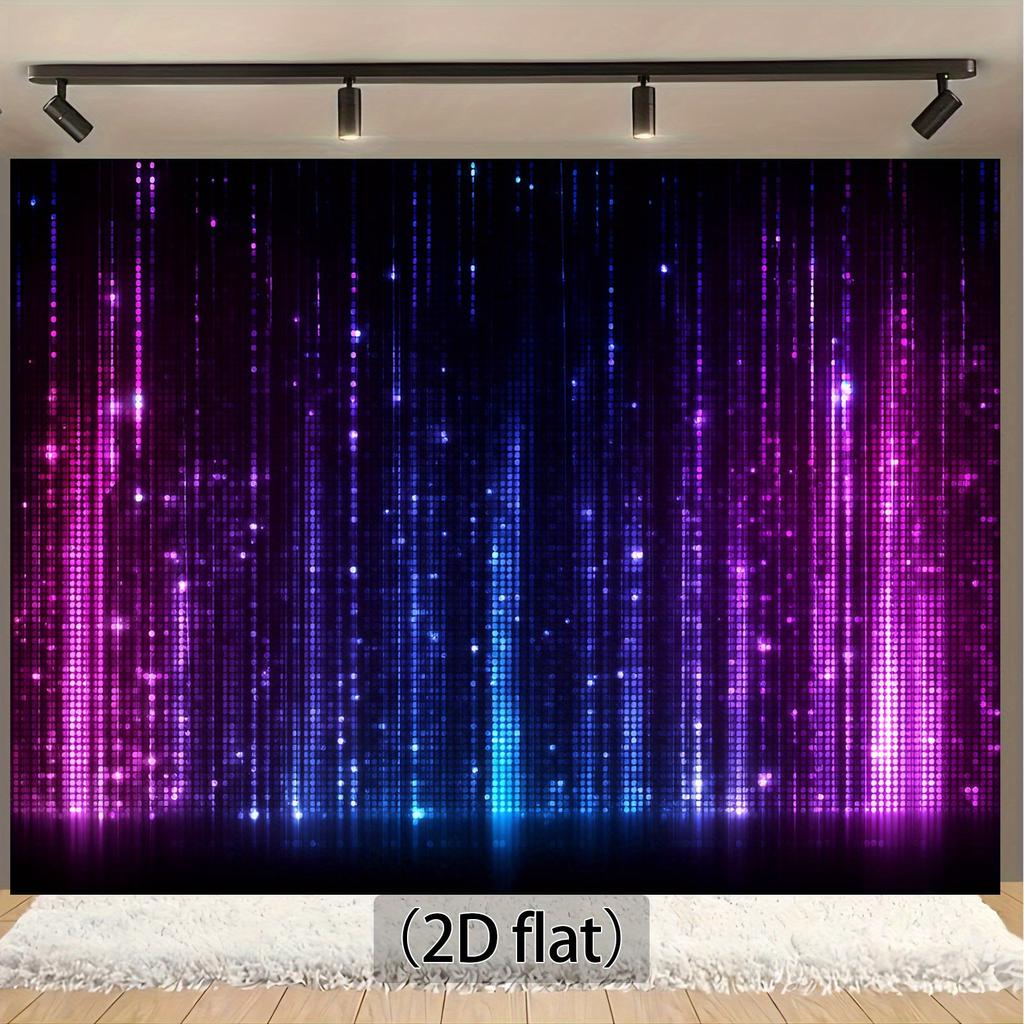 2D planar banner, 1 piece of a dazzling purple and blue stage-themed background, party banner, home decoration