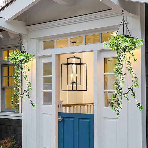 Solar Powered Outdoor Artificial Plant Ivy Lamp Waterproof Hanging Plant Garden Balcony Decoration Landscape Decoration Lamp