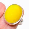 Anello in Argento Sterling 925 con Pietra di Calcedonio Giallo Misura Regolabile KJ-359