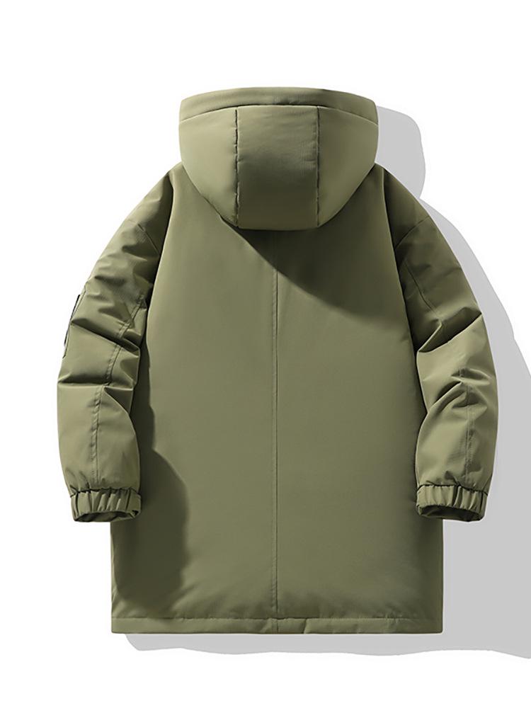 Trendy Mid-Length Winter Hooded Down Jackets: Casual, Loose, Multi-Pocket Style for Couples