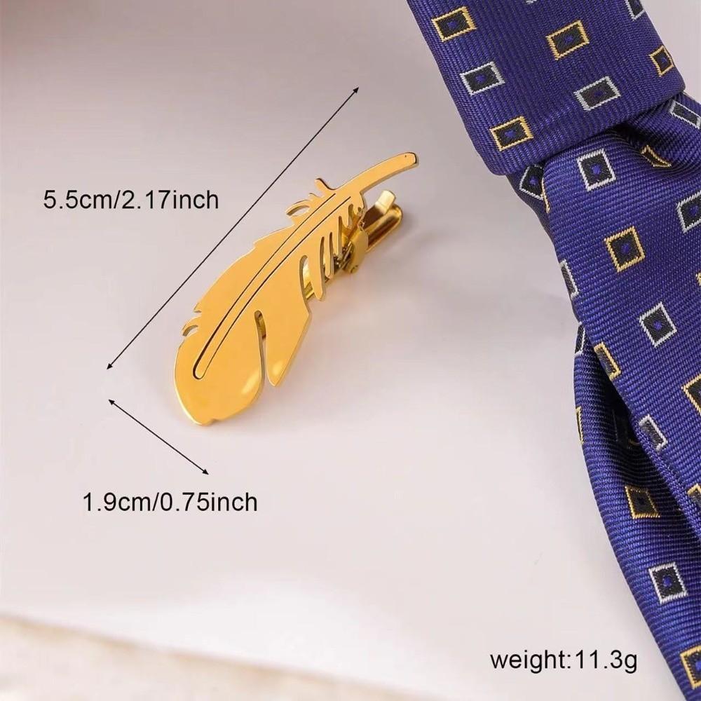 Titanium Steel Leaves Tie Clip Simple Necktie Buckle Fashion Feather Tie Pin Suit Accessories