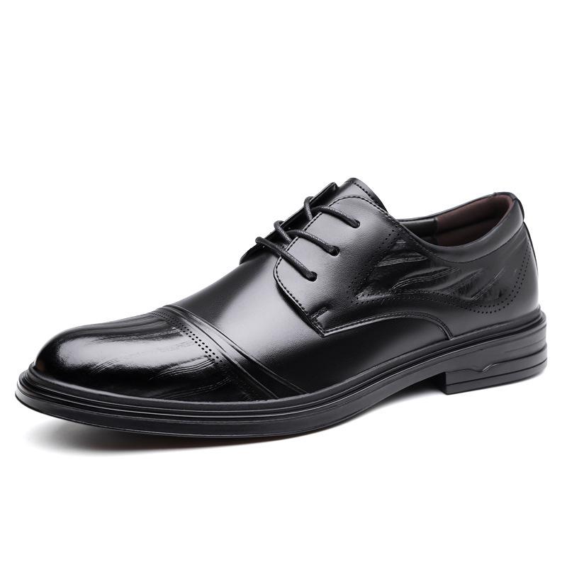 2025 Autumn British Style Genuine Leather Men's Three-Eyelet Business Formal Shoes