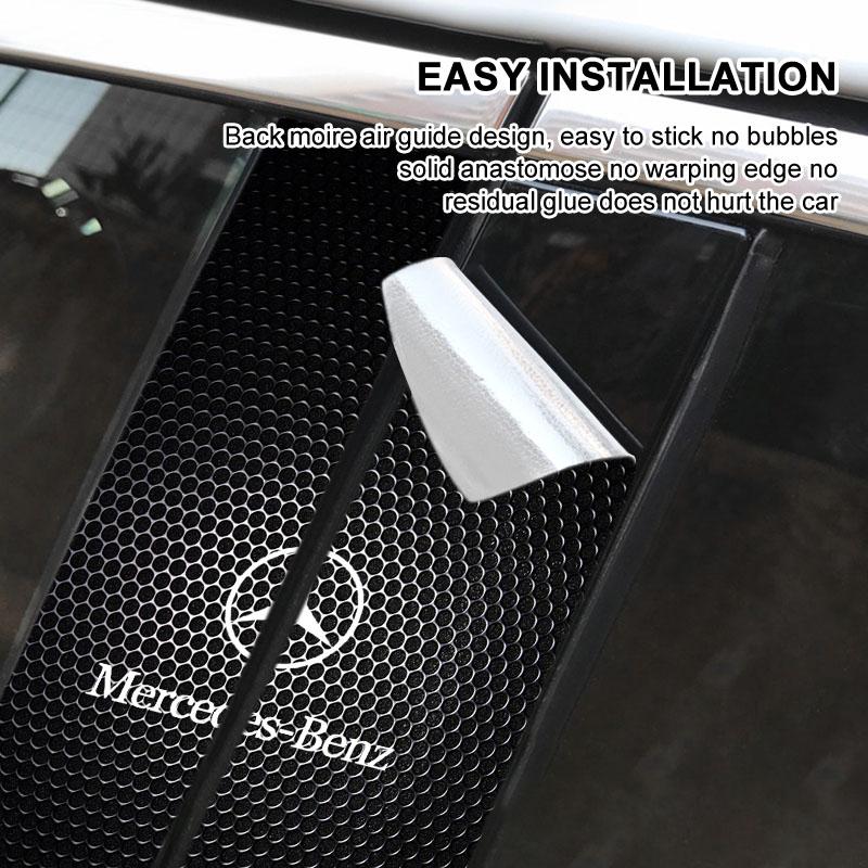 Car Emblem Center Pillar Sticker Auto Door Decorative Stickers For Mercedes Benz AMG W212 W205 W246 W177 W176 W213 GLC GLE GLS ML Welcome Laser Lamp