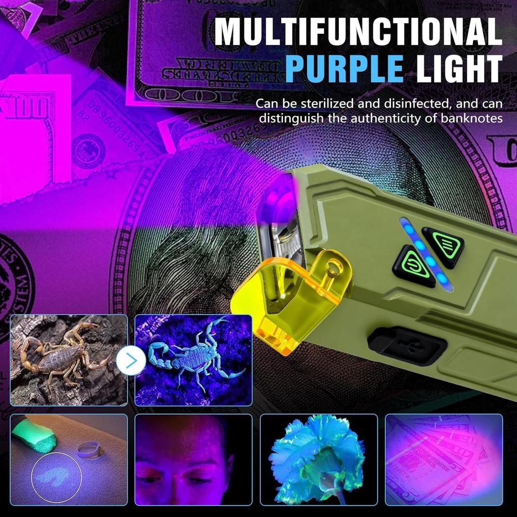 1000 Lumen RGB LED Taschenlampe mit buntem Seitenlicht Wiederaufladbares Arbeitslicht Magnetischer Clip an Tasche Licht Notfall Arbeit