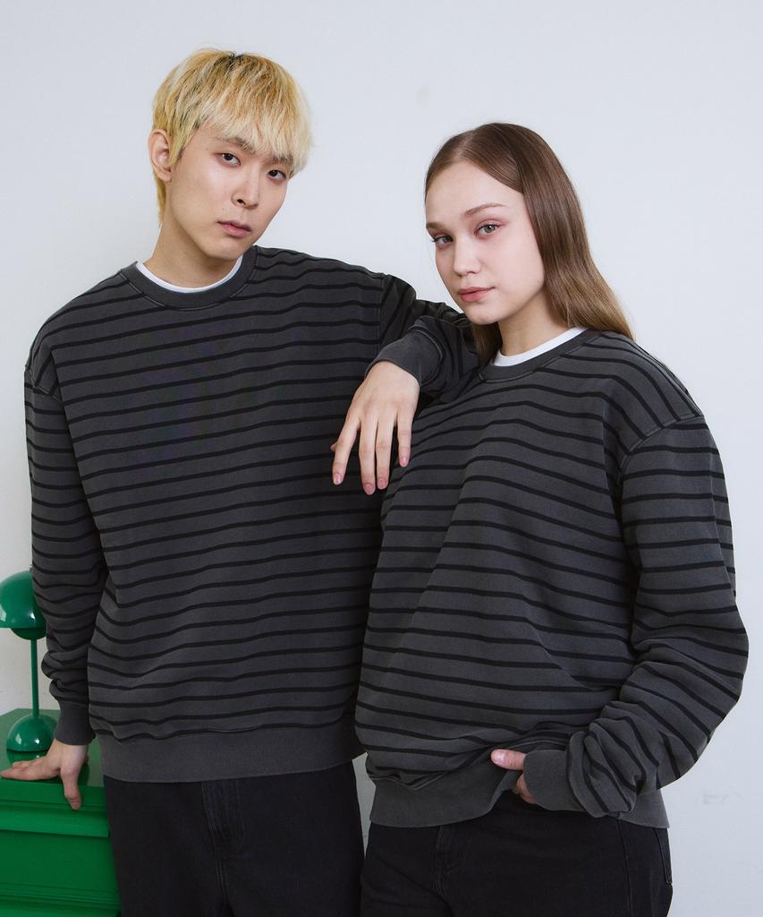 ADERNM Pigment Daily Stripe Sweatshirt (Charcoal)