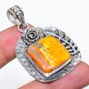 Natural Bumble Bee Jasper Gemstone 925 Sterling Silver Pendant 2.05" AP-14205