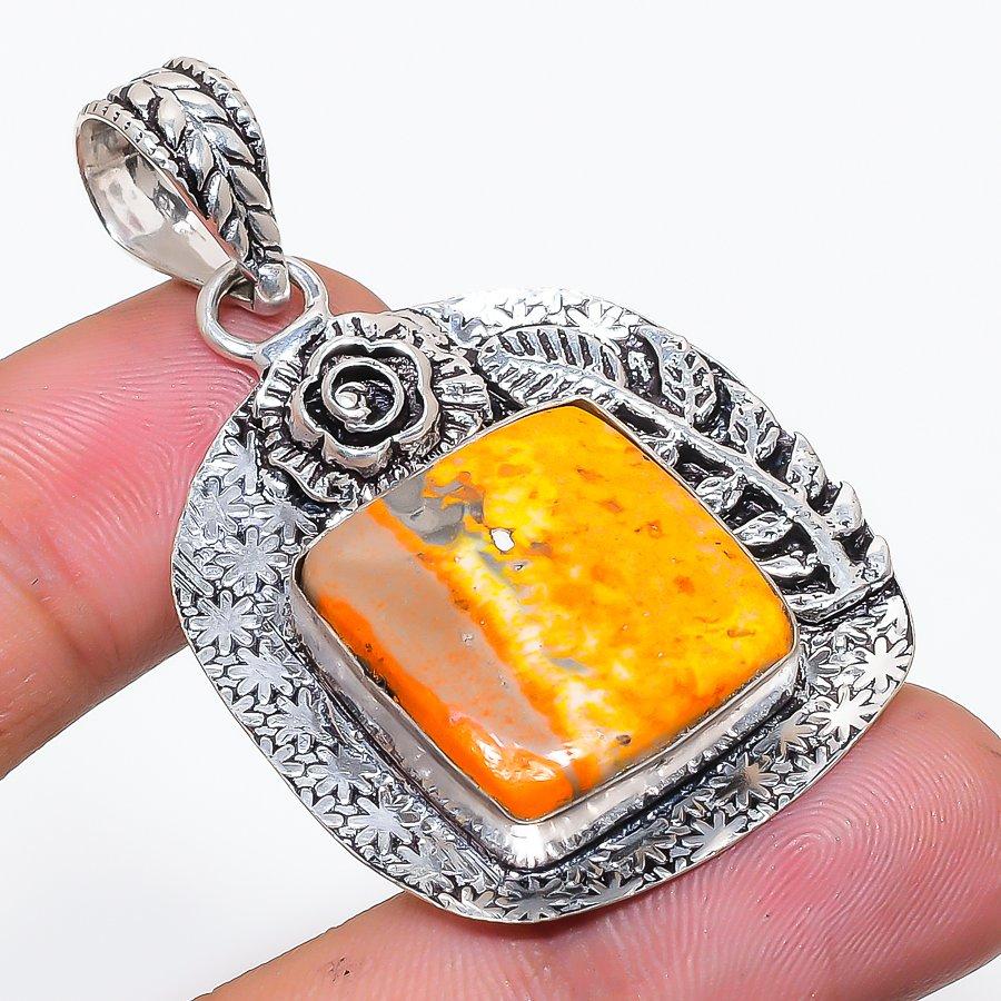Natural Bumble Bee Jasper Gemstone 925 Sterling Silver Pendant 2.05  AP-14205