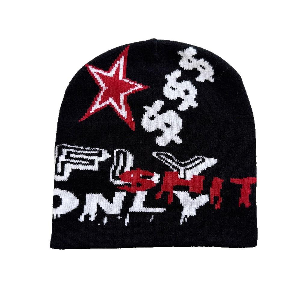 Fashion Knit Hat With Star And Letter Embroidery Design For Seasons Cold