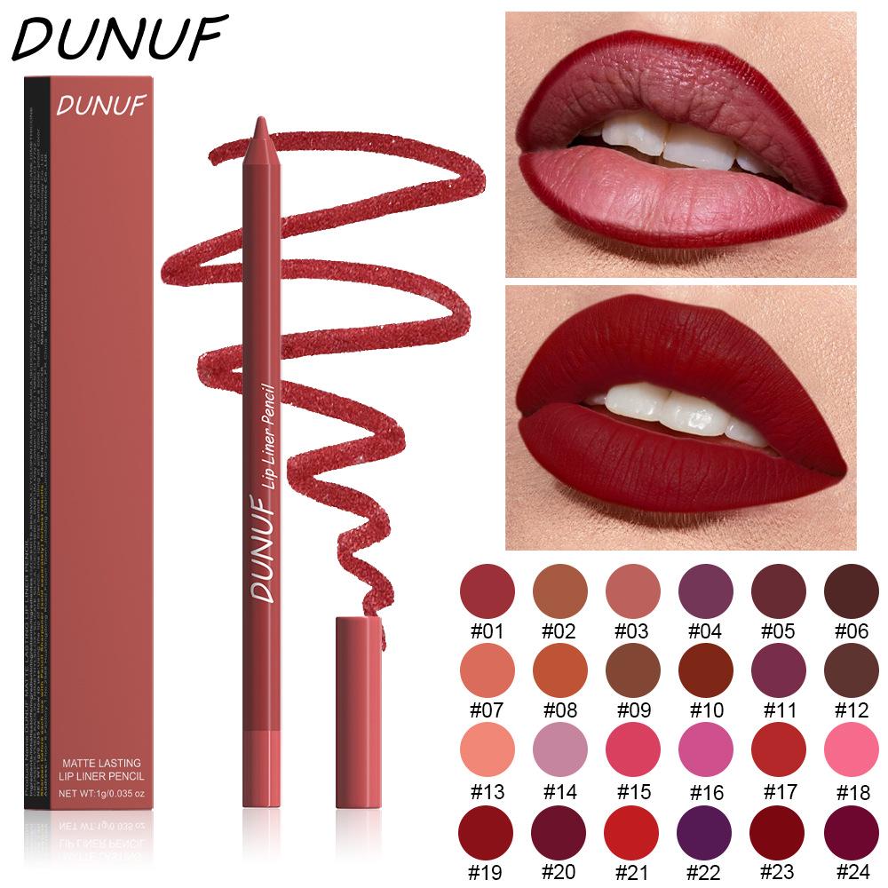DUNUF 24-Color Waterproof Long-lasting Foam Lip Liner Set