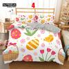 Soft Easter Eggs Bedding Set 3D Print Rabbit Cartoon Eggs Duvet Cover Polyester Pillowcase Greetings and Presents For Easter Day