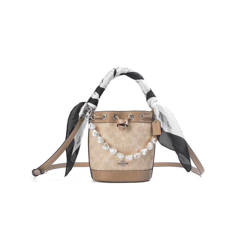 

COACH handbag [Customized bag] Dempsey webbing starburst small flower diamond decoration fashionable and versatile simple Brown rhyme pearl yarn коричневий