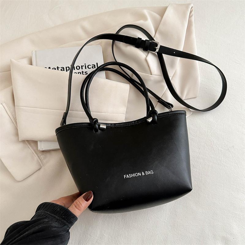 

Stylish Minimalist Solid Color Spring Casual Bucket Tote Bag For Women In Black Beige Pink And White чёрный