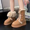 Thick-soled Shoes, Snow Boots, Women's Lace-up, Fleece, Thickened Cotton Shoes, Mid-calf Cotton Boots