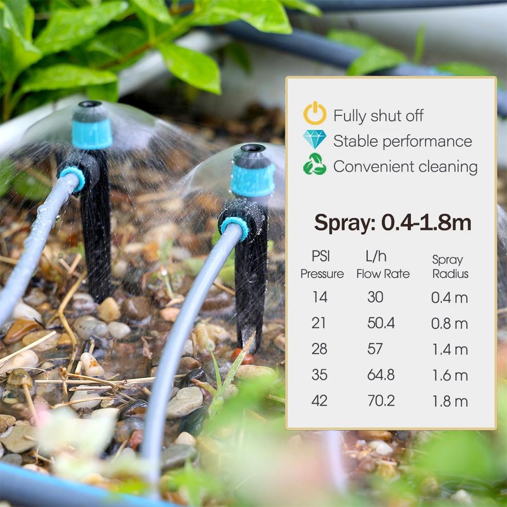 3/8" Bubbler 360° Adjustable Sprinkler Tee Quick Connect Drip Watering SprayersGarden Irrigation Watering System 9/12mm PE Hose