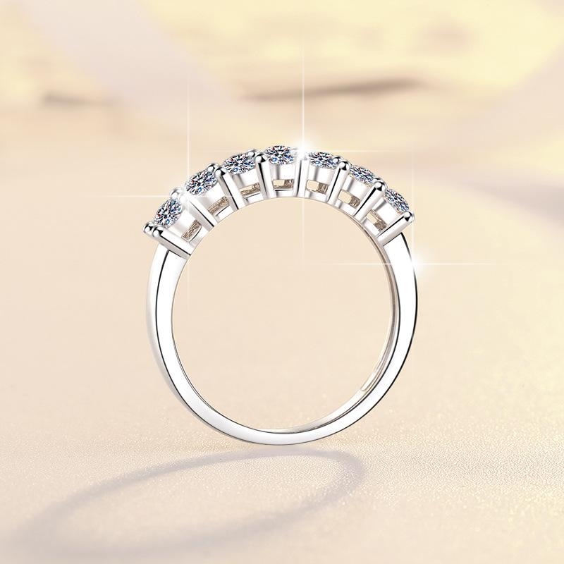 Romantic Jewelry With GRA Certified 0.1CT*7 VVs1 Moissanite S925 Sterling Silver Wedding Engagement Ring Band for Women