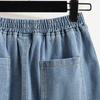 DIMANAF 2026 Summer New Plus Size Women High Waist Elastic Wide Leg Denim Shorts Pants Cotton Casual Lady Bottoms