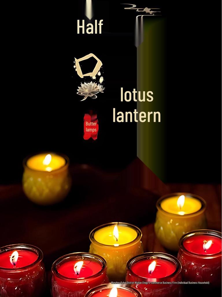 Smokeless Lotus Glass Oil Lamp - 24-Hour Ghee Candle for Buddha Offerings