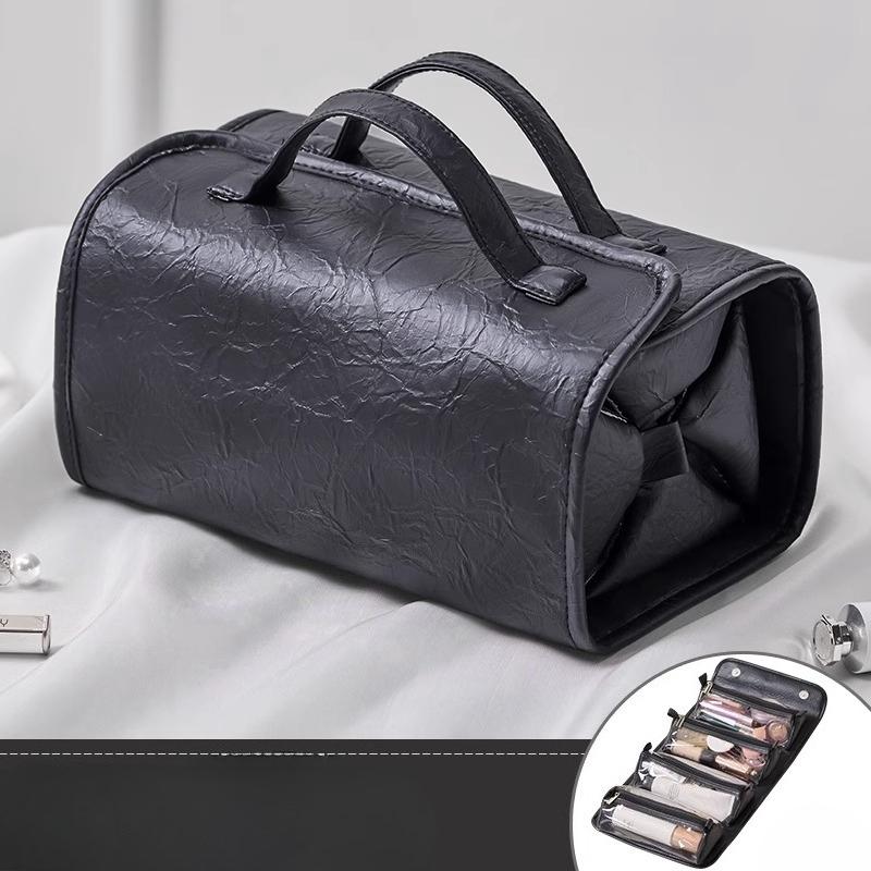 

2026 New Cosmetic Bag Organizer for Women Girls Portable Large Capacity Partition Travel Folding Cosmetic Storage Toiletry Bag чорний