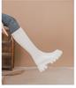 Women's Chunky Heel Long Boots with Hidden Height Increase and Round Toe - Brown, 2024 Style