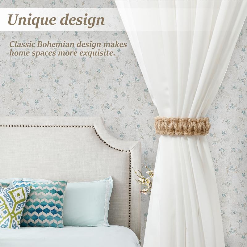 4/8 Pieces Bohemian Style Handwoven Curtain Tiebacks, Simple Curtain Clips Back Support