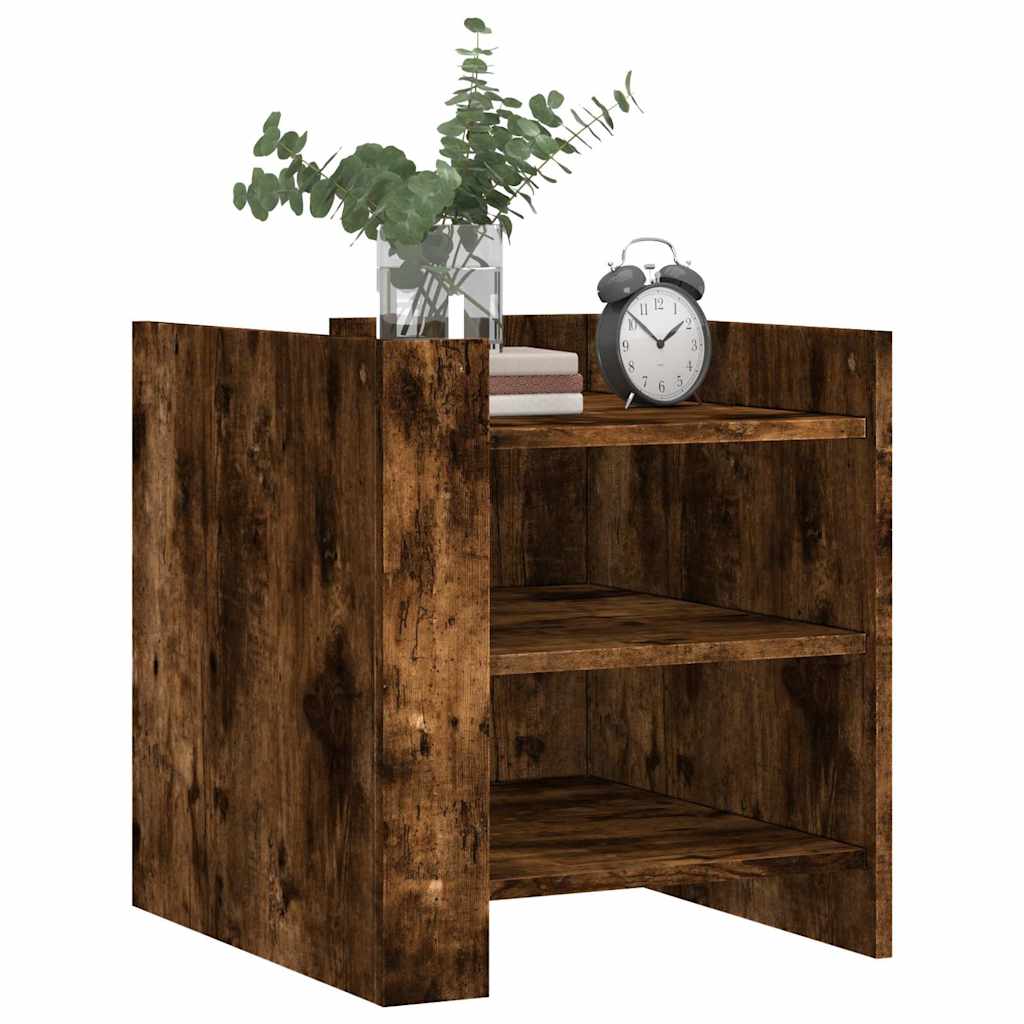 Nightstand Smoked Oak 45x50x50 cm Engineered Wood