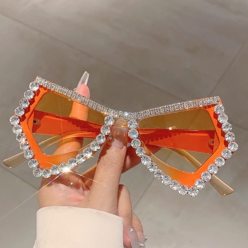 Diamond Shiny Shades Polygon Gradient irregular Women's Sunglasses Candy Color Butterfly frame Decoration Ladies Sun Glasses