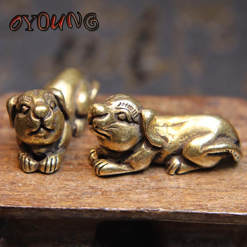 Vintage Copper Dog Ornaments Miniatures Figurines Handmade Retro Brass Animal Pet Dog Statue Home Decorations Accessories Craft