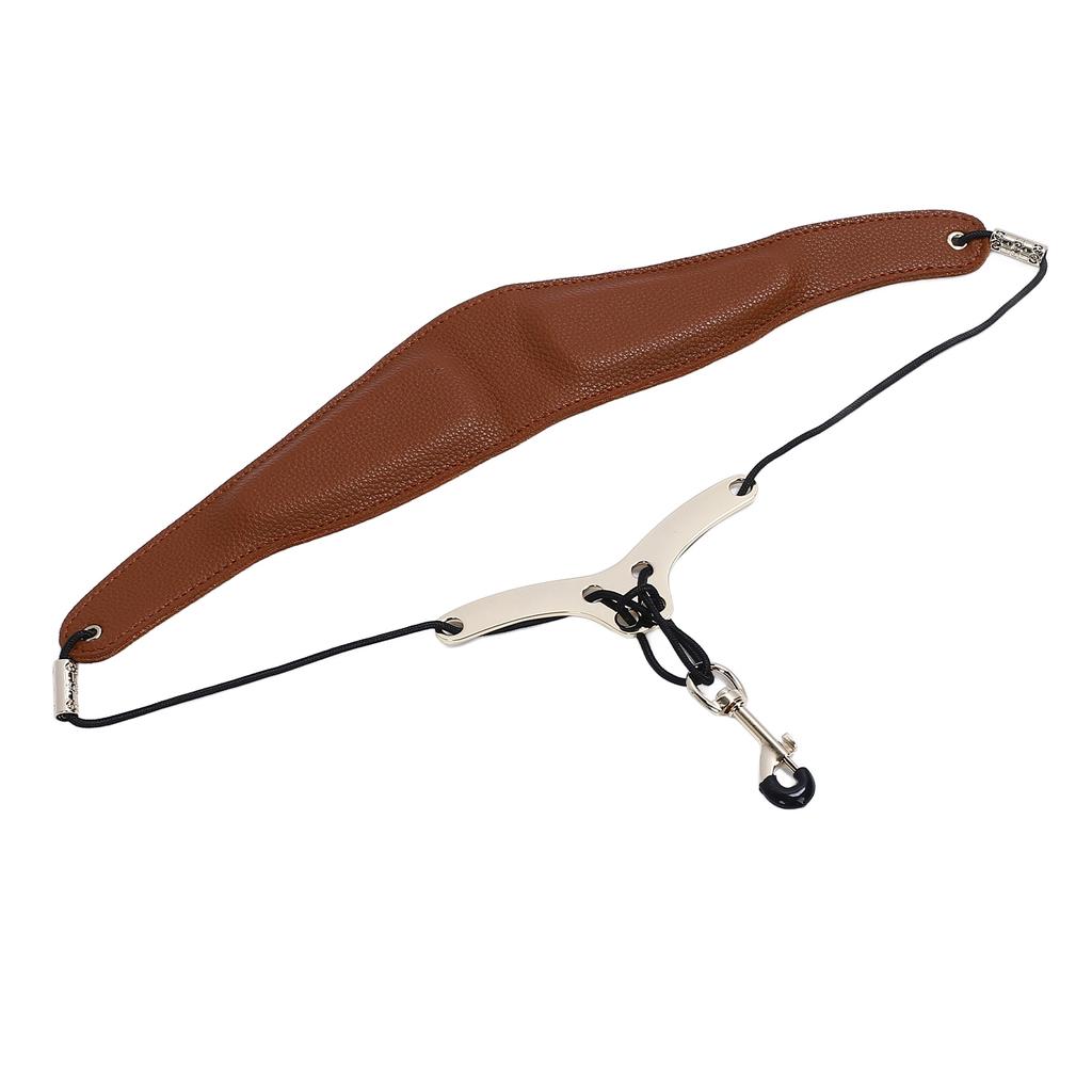 Saxophone Neck Strap for Alto Tenor Sax Breathable Adjustable Instrument Accessories with Metal Hook Coffee