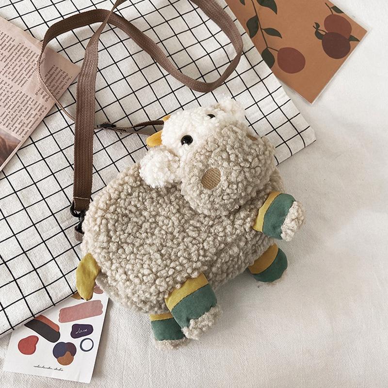 New Ins Cartoon Lamb Plush Shoulder Bag For Women
