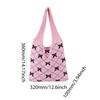 Women Crochet Tote Handbag Large Capacity Crochet Grocery Bag Contrast Color Travel Shopping Handbag Female Holiday Bag