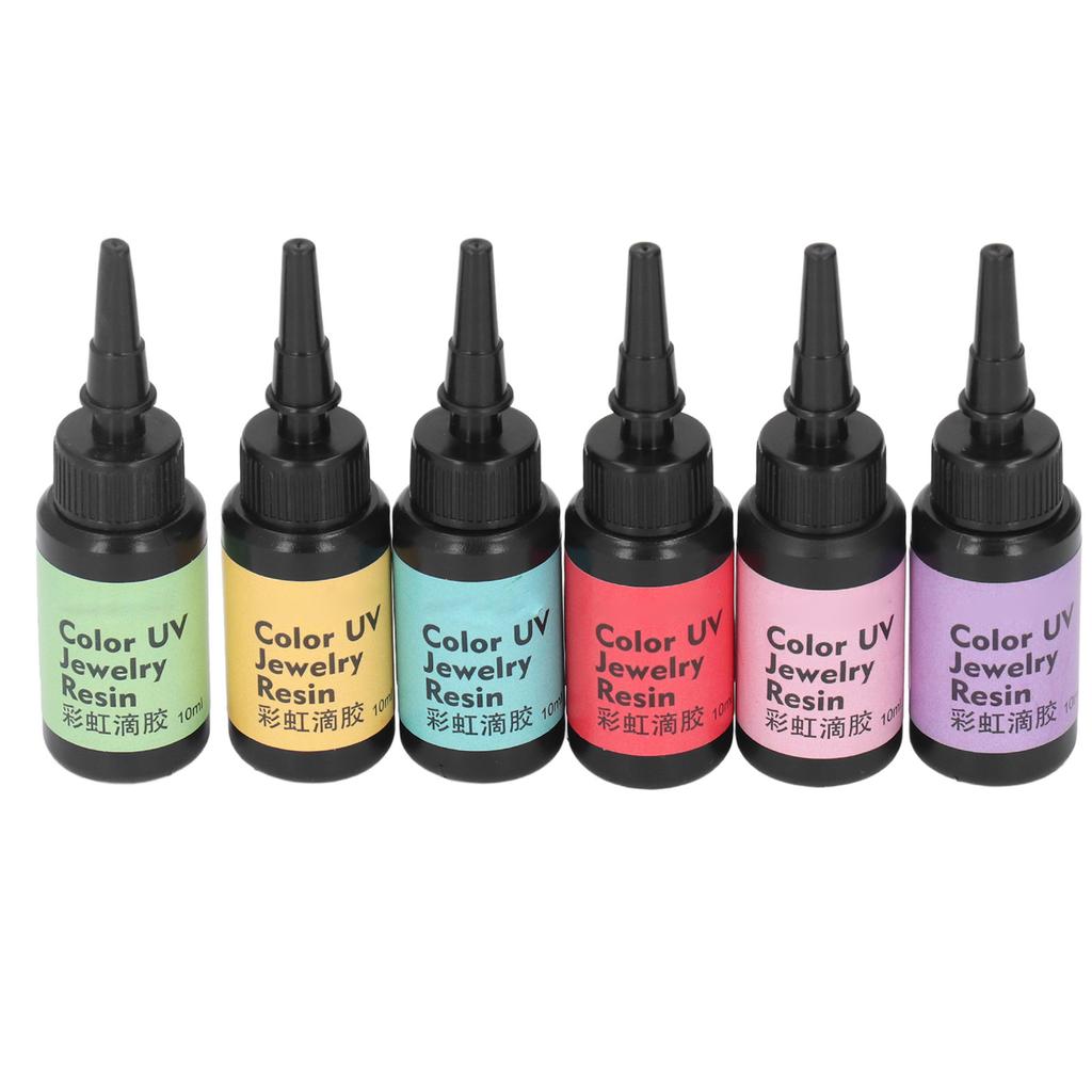 6Pcs 10ml UV Resin Easy Operation Quick Curing Bright Vivid Color Widely Used UV Epoxy Resin for