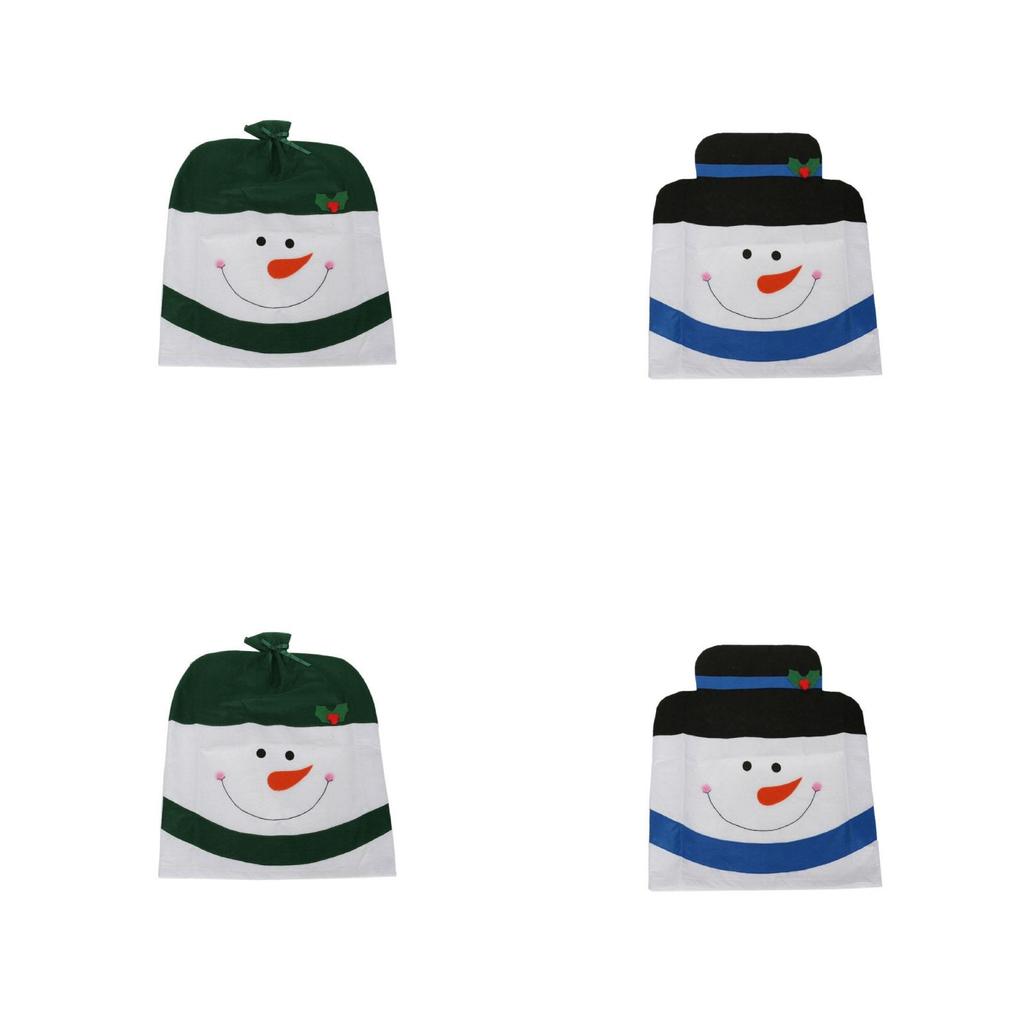 Christmas Chair Cover Set With Snowman Design For Holiday Home Decor