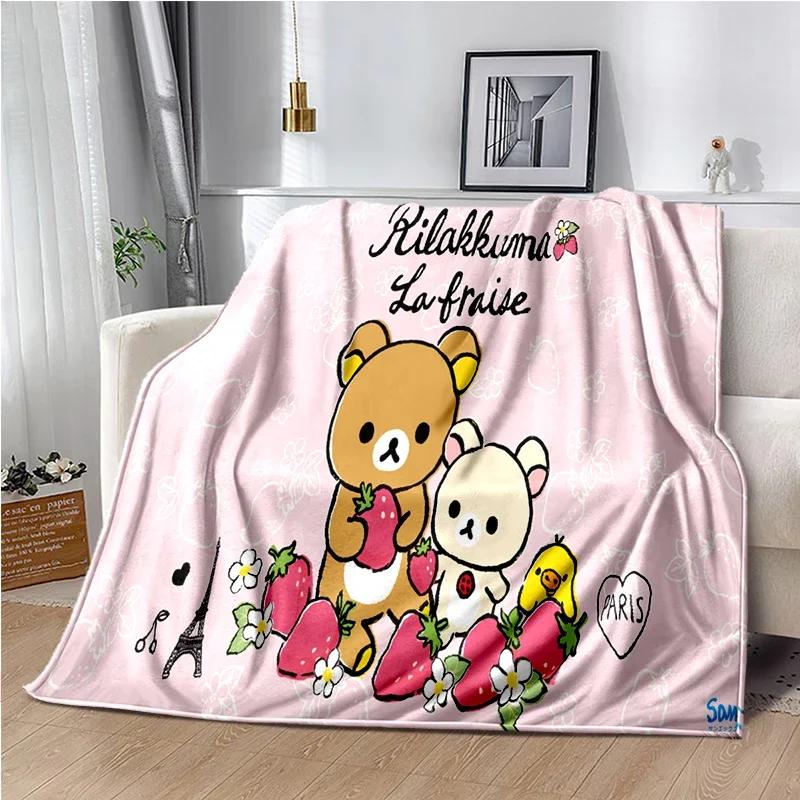 Cartoon Rilakkuma Anime Girls Throws Blanket for Baby Hiking Picnic Bed Super Soft Cute Kawaii Flannel Blanket Birthday Gift