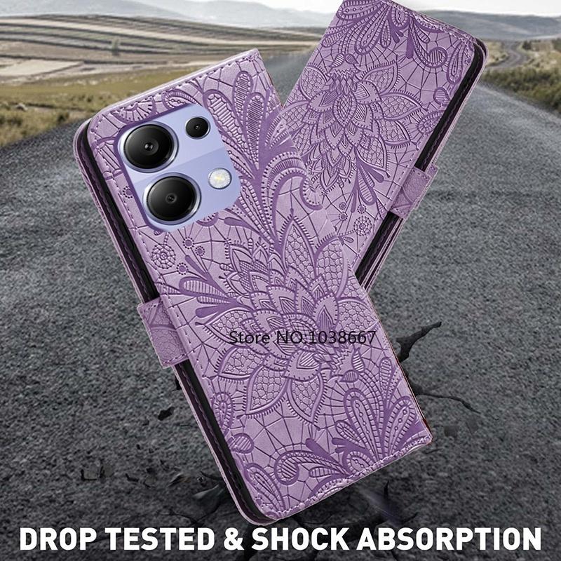 Book Case for Poco M6 Pro X6 Neo X6 Pro M5S F5 X5 X3 X4 Pro 5G PocoPhone C65 C61 C50 C51 C55 Flower Leather Wallet Card Slot