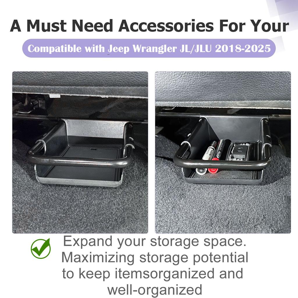Främre förvaringsorganisatörsfack under sätet för Jeep Wrangler JL JLU 2018-2025 & Gladiator JT Truck Nedre förvaringsorganisatörsfack