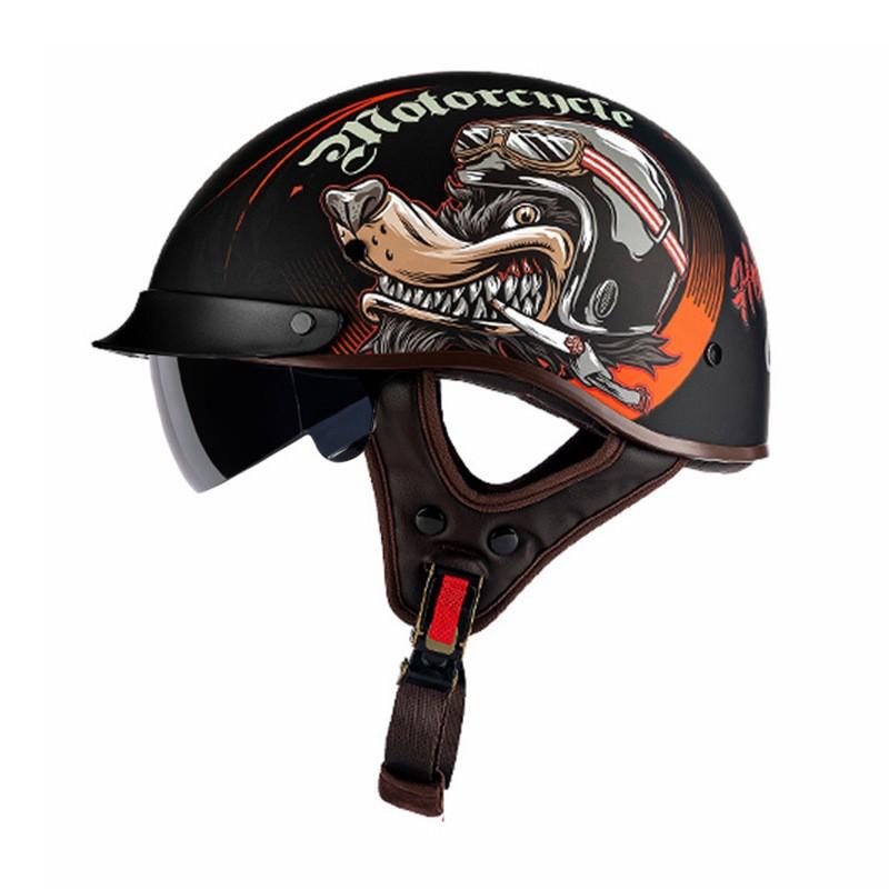 Motorcycle Half Helmet Vintage Scooter Men Women Universal Seasonal Lightweight Retro Crash