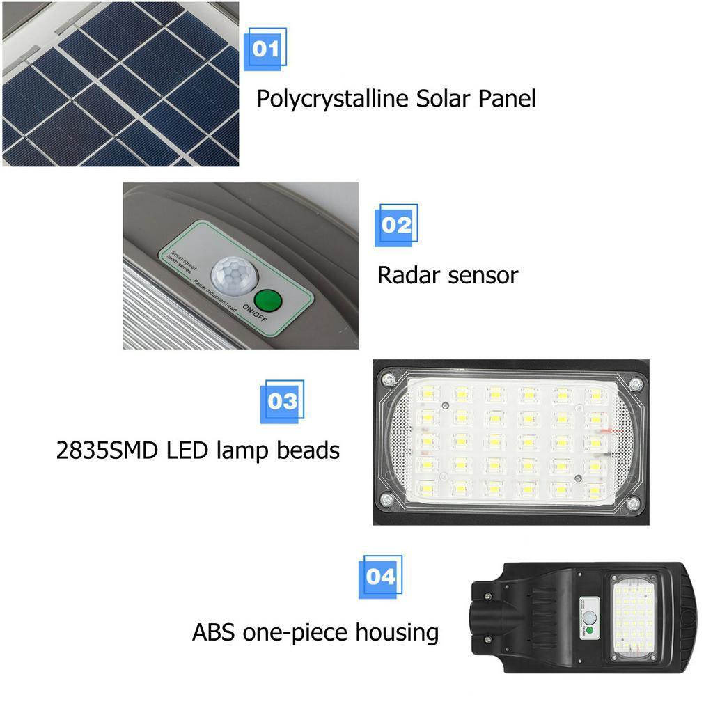 120W/240W/360W 7000K LED Solar Panel Street Light with Remote Control Radar PIR Motion Sensor Wall Area Security Lamp