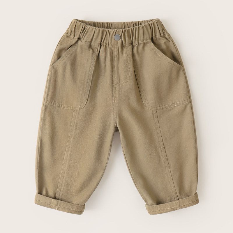 Right European Style Boys' Pure Cotton Casual Simple Pants 2026 New Spring and Autumn Children's Clothing Baby Boys' Pants