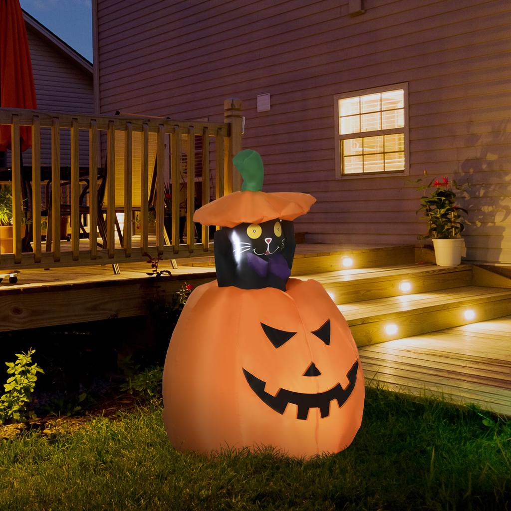 Self-inflating Halloween Decoration Halloween Pumpkin, Incl LEDs Outdoor Weatherproof, 76 X 64 X 115cm, Orange