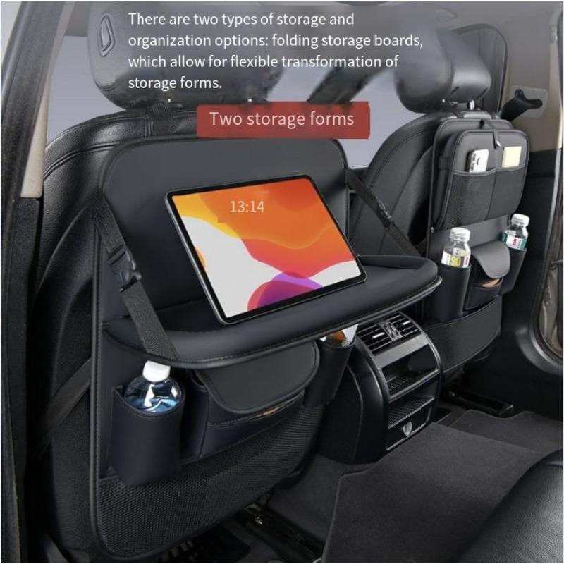 1PC car seat back storage bag leather rear storage box dining table car seat back hanging bag anti-kick pad