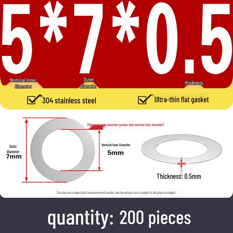 Plochá podložka z nerezové oceli 304 pro nastavení vůle hřídele (0,1/0,2/0,3 mm)