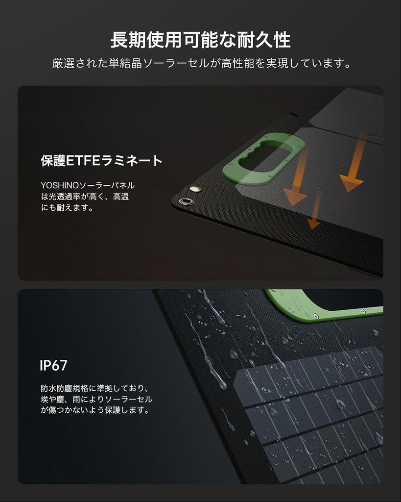 Yoshino Solar Panel SolarPanel SP200 200W Portable Power Supply Small Folding Output Solar Charger ETFE High Conversion Efficiency Single Crystal IP67