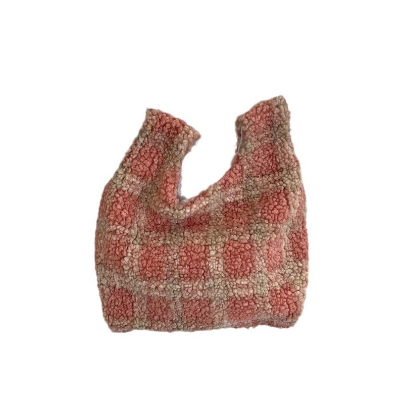 11 Winter woolen plaid shoulder bag trendy college style versatile underarm bag large capacity handbag