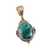 Emerald(Simulated) Handmade 925 Sterling Silver Gift Two Tone Pendant 1.5" B7y91