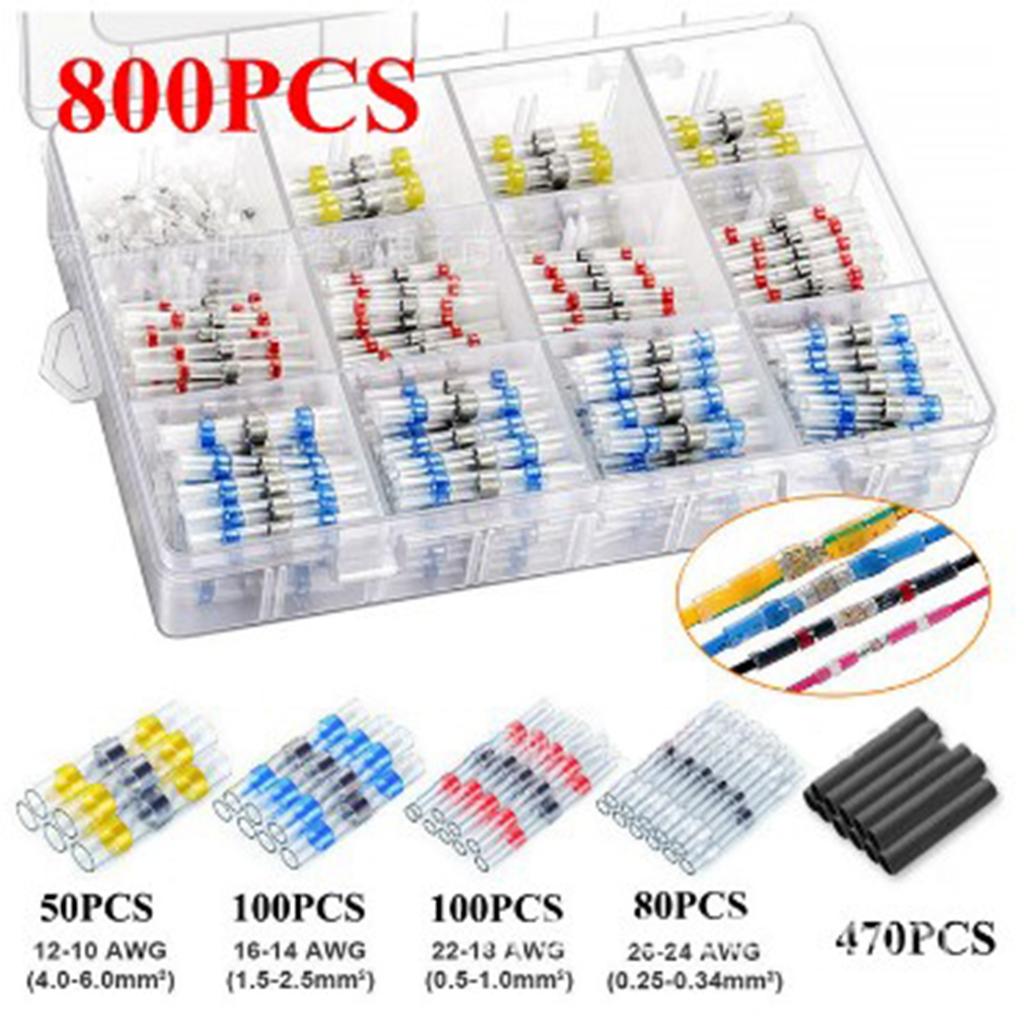 1 Set Heat Shrinkable Terminals Waterproof Solder Ring Insulated Butt Connectors Assortment Heat Shrink Butt Connectors