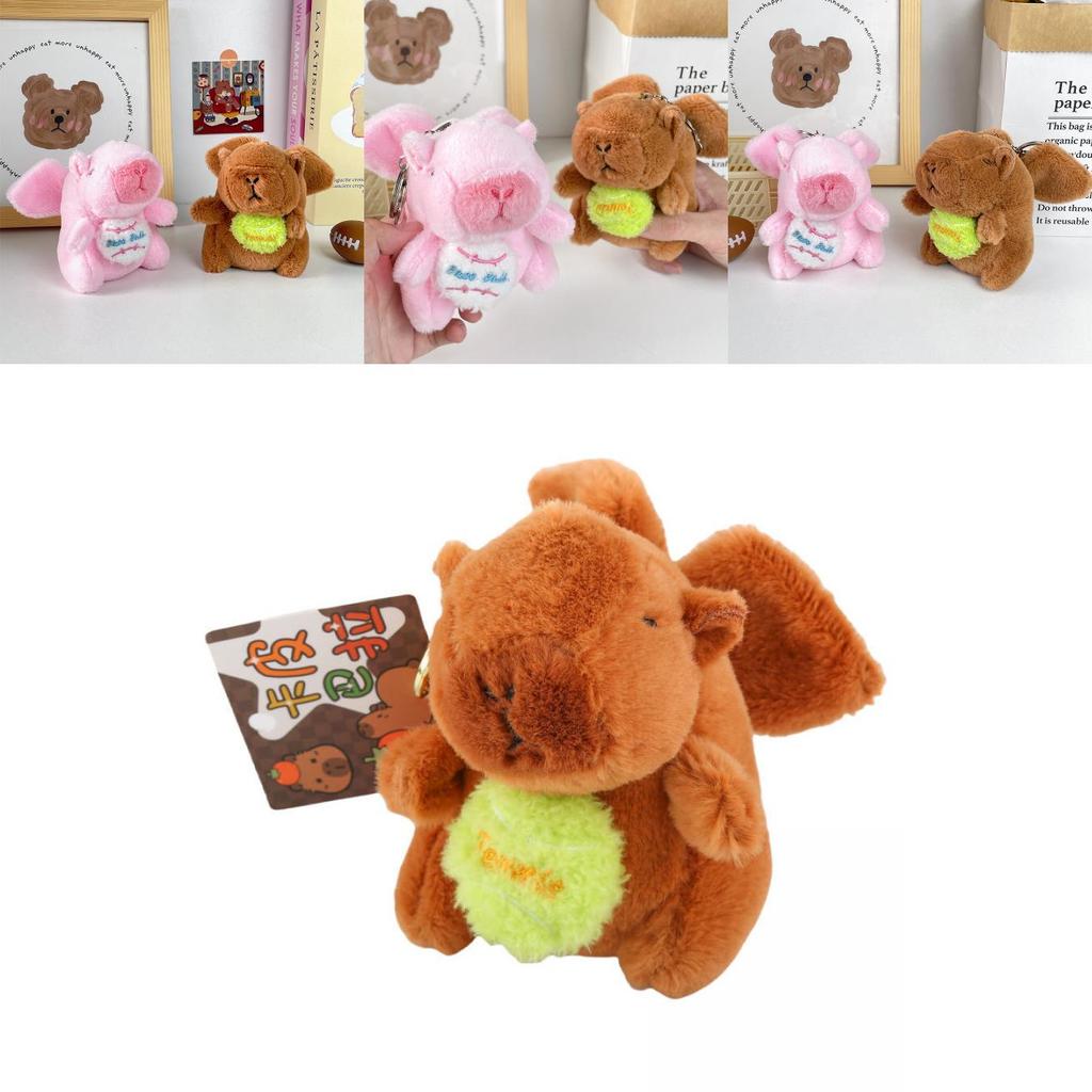 Adorable Capybara Plush Keychain With Flapping Wings Soft Pp Cotton Stuffed Animal