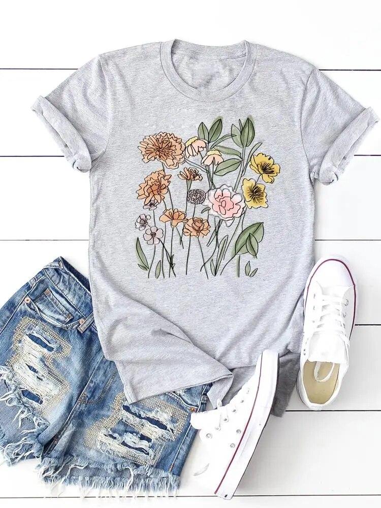 Print T-shirts Clothing Women 90s Sweet Lovely Cactus Trend T Clothes Short Sleeve Ladies Casual Fashion Female Graphic Tee