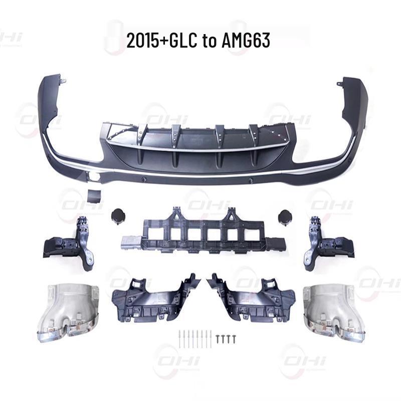 Compatible Rear Lip Tailpipe Dual Exhaust for 15-22 Mercedes-Benz GLC AMG GLC43/63