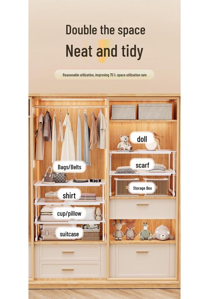 Punch-free Kitchen Cabinet Stackable Organizer Shelf
